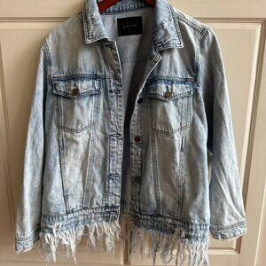 Blank NYC Oversized Denim Jacket with Fringe